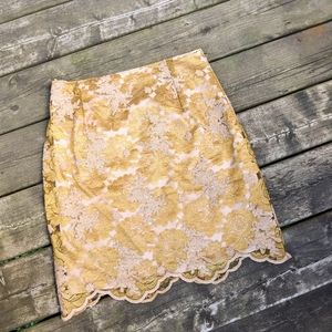 Custom Gold Lace Pencil Skirt